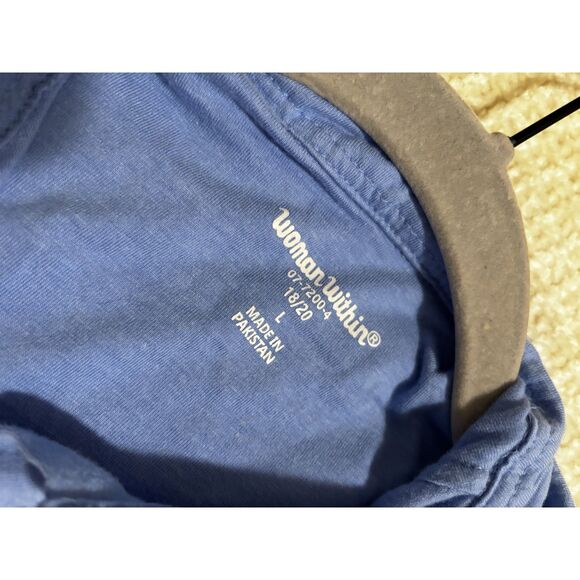 Woman Within Blue Embroidered Tunic Top 16/18 | Cottagecore Boho Artsy Floral - Picture 2 of 9